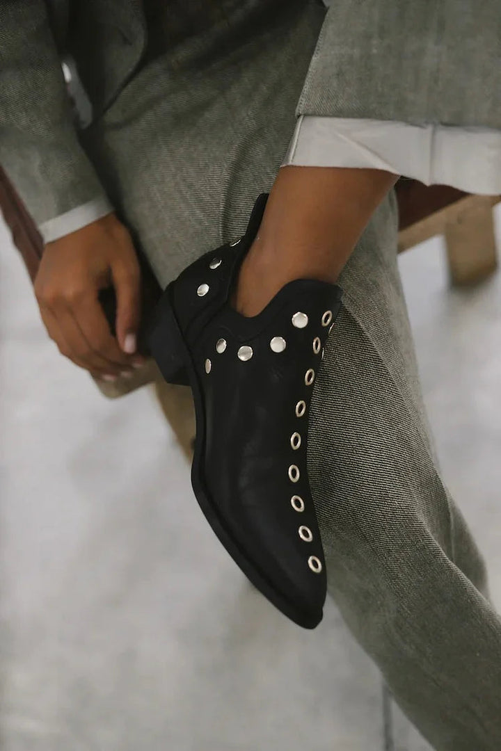  ROSE | STUDDED POINTED ANKLE BOOTS