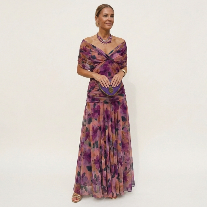 Isabella | Long Floral Dress with V-Neck