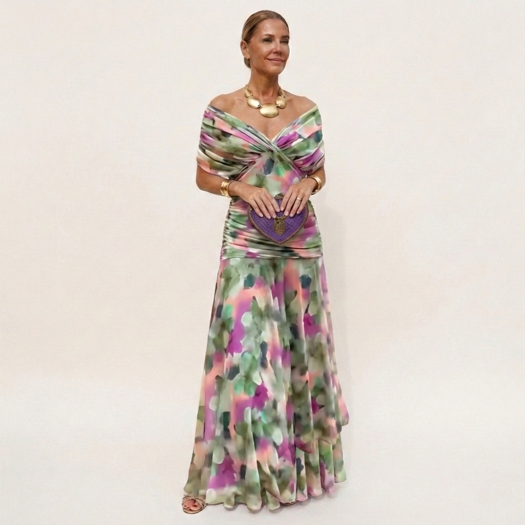 Isabella | Long Floral Dress with V-Neck