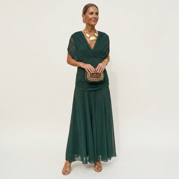 Isabella | Long Floral Dress with V-Neck