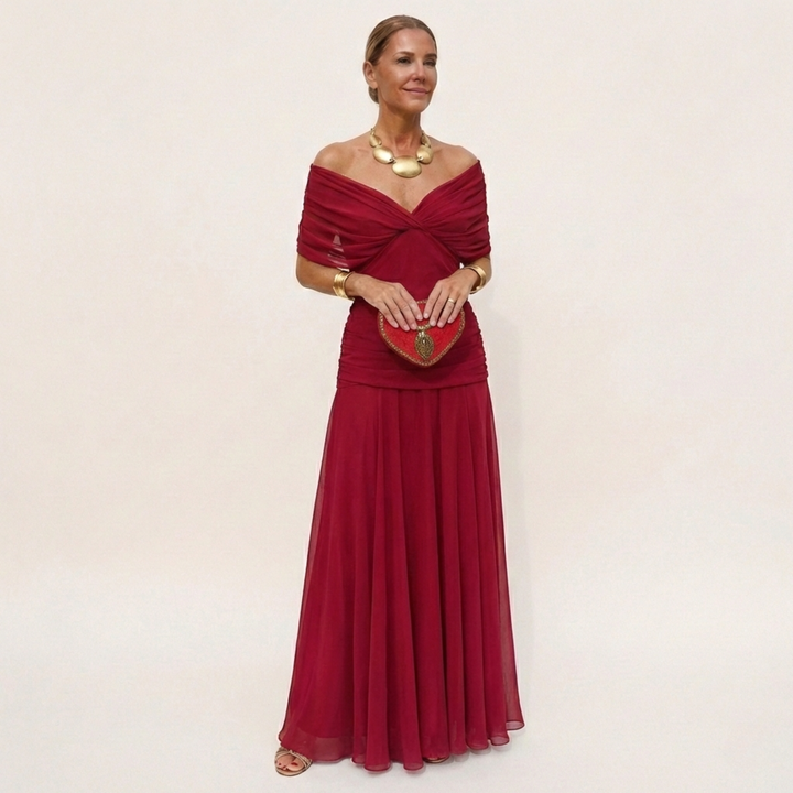 Isabella | Long Floral Dress with V-Neck