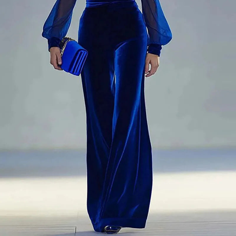 Serena | Elegant Velvet Mesh-Sleeve Jumpsuit