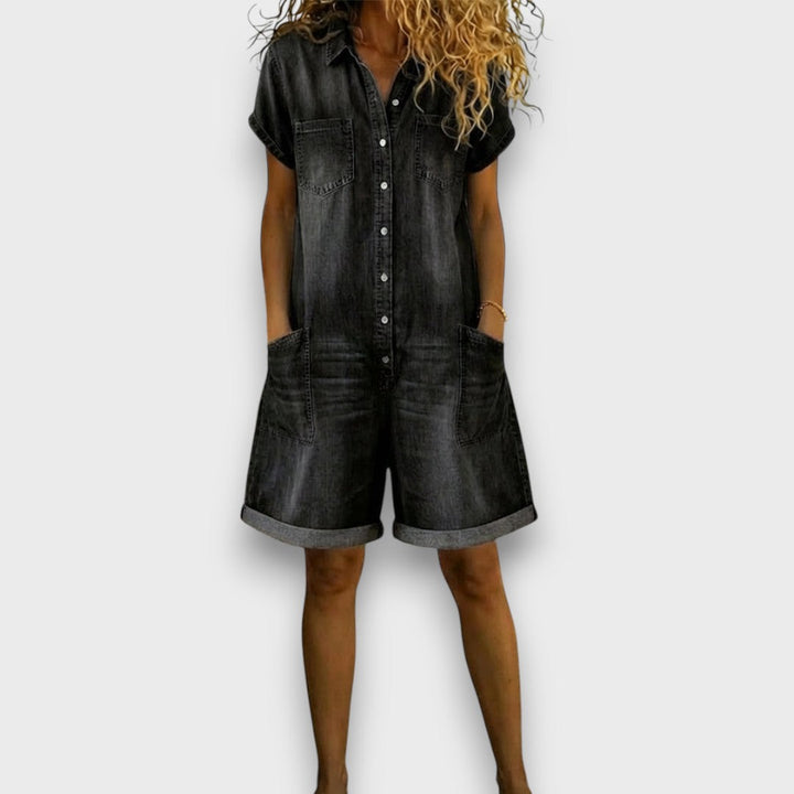 Joan | Vintage short denim-look overalls
