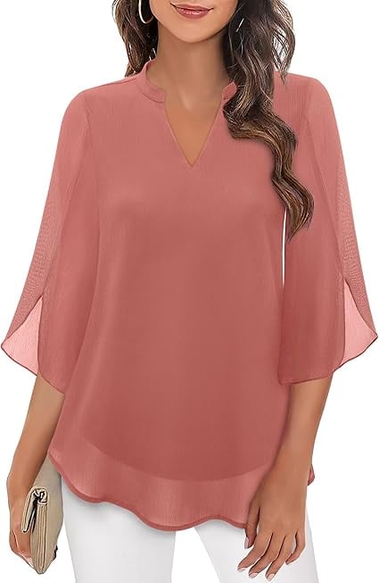 Claudia – Chiffon Georgette Blouse with V-Neck