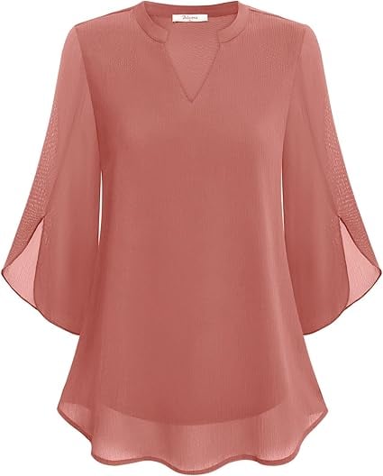 Claudia – Chiffon Georgette Blouse with V-Neck