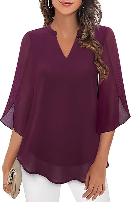 Claudia – Chiffon Georgette Blouse with V-Neck