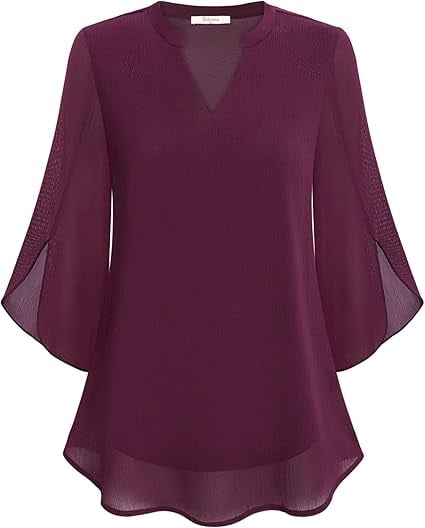 Claudia – Chiffon Georgette Blouse with V-Neck