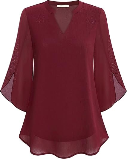 Claudia – Chiffon Georgette Blouse with V-Neck
