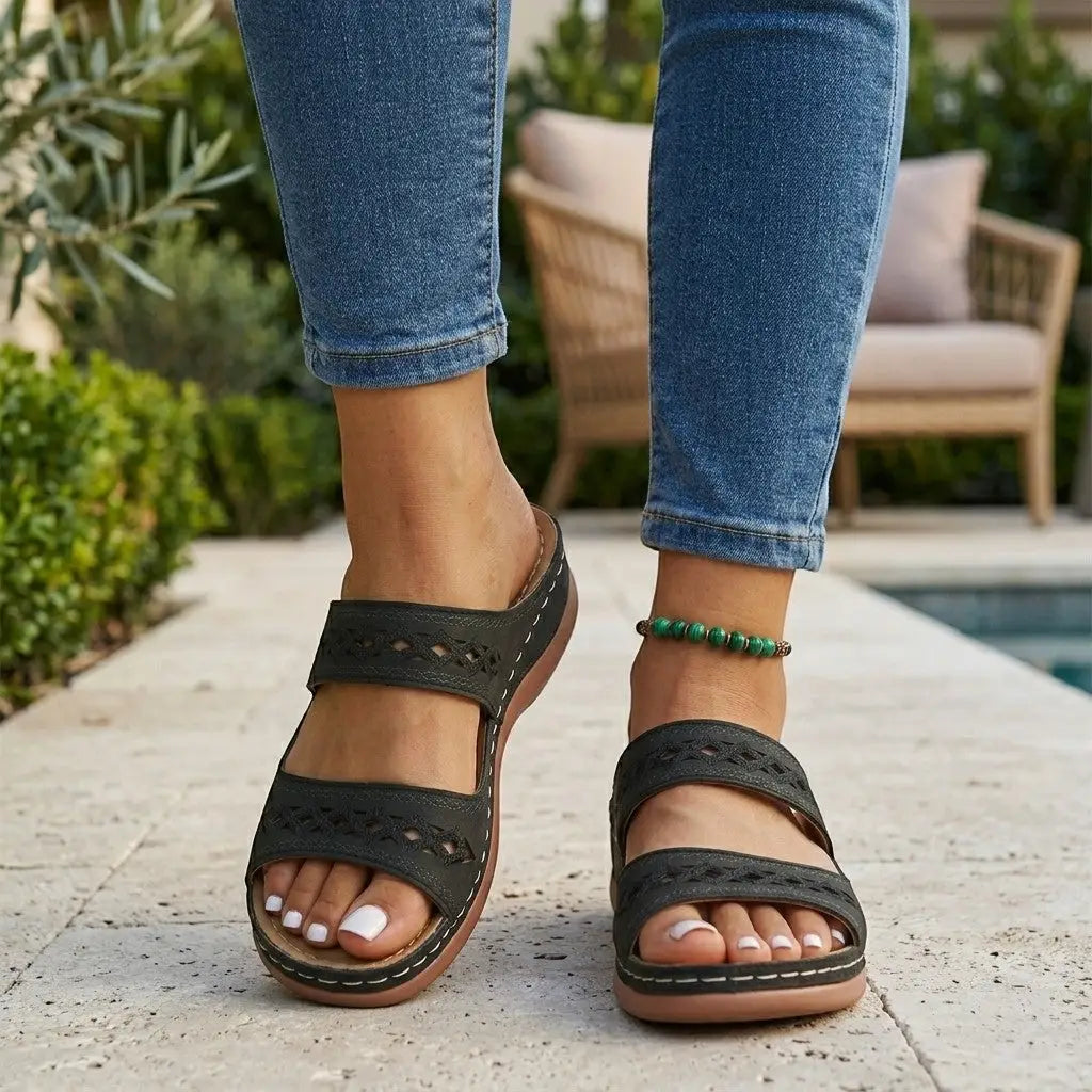 Women's Orthopedic Leather Sandals | Stylish Comfortable Summer Footwear